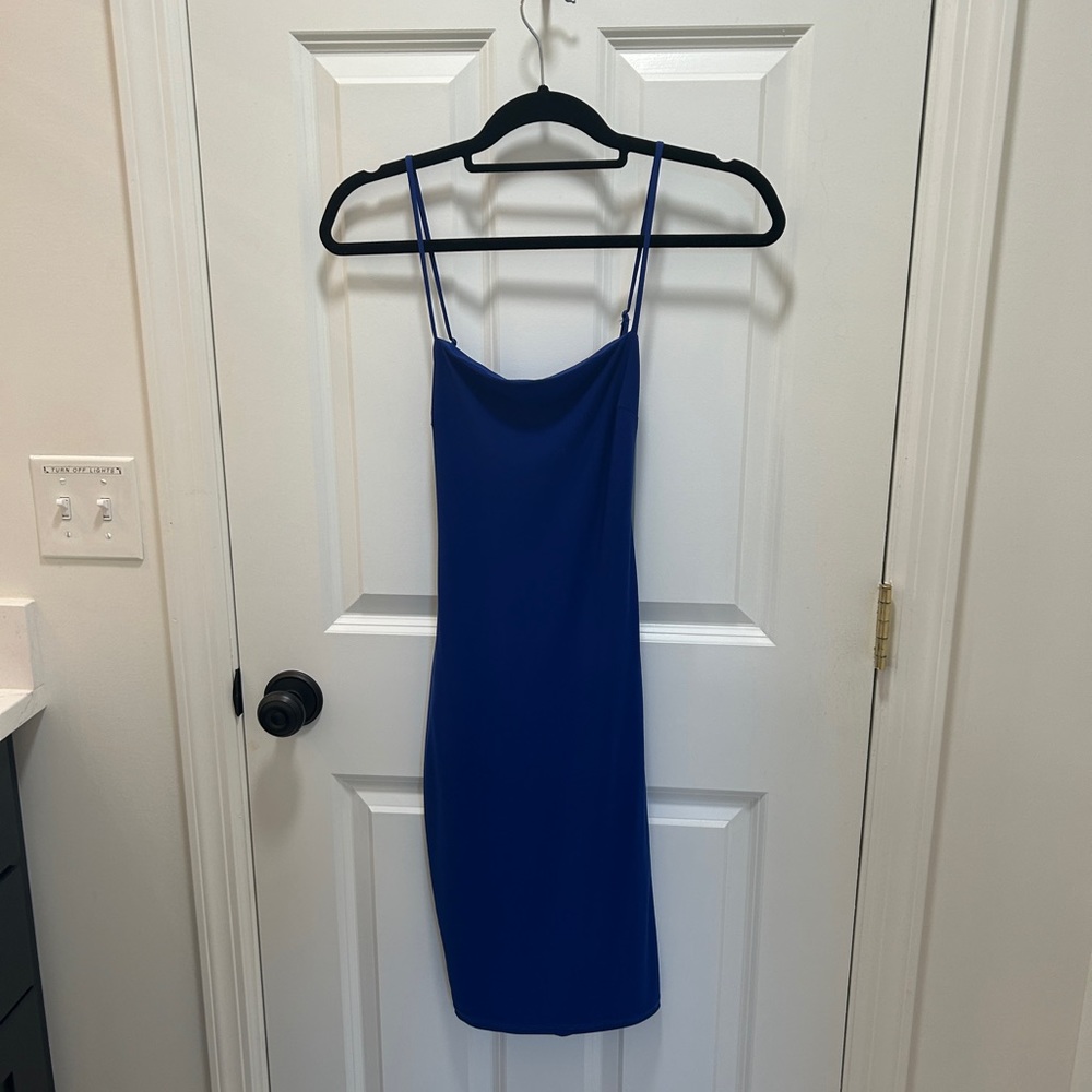 Blue Bodycon Scrunch Up Dress